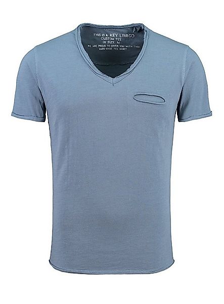 Key Largo T-Shirt Soda vintage Look uni Basic T00619 V-Ausschnitt unifarben günstig online kaufen