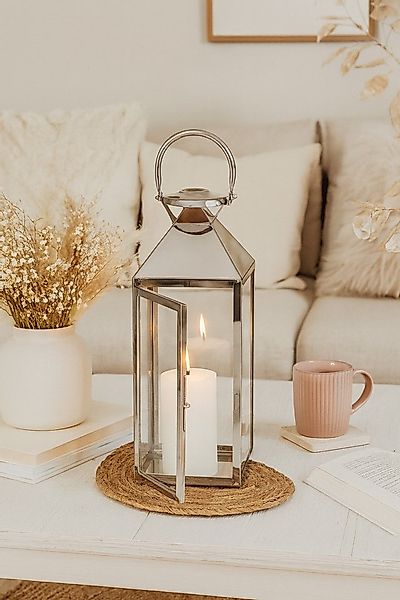 moebel-direkt-online Kerzenlaterne Standlaterne, silberfarben günstig online kaufen