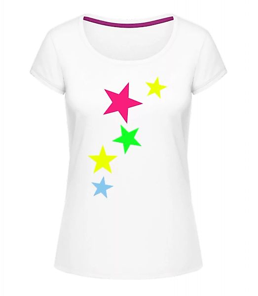 Bunte Sterne · Frauen T-Shirt U-Ausschnitt günstig online kaufen