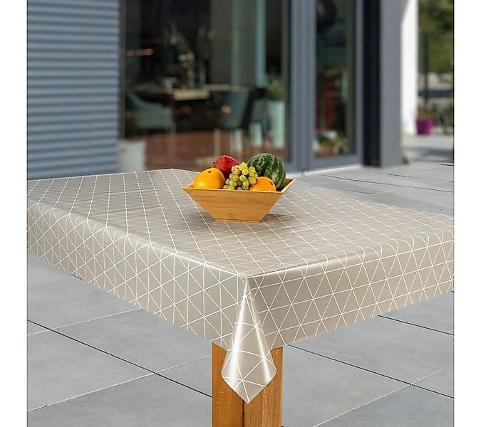laro Tischdecke Wachstuch-Tischdecken Abwaschbar Prisma grau – weiß rechtec günstig online kaufen