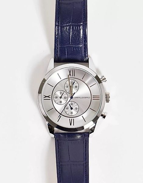 ASOS DESIGN – Klassische Armbanduhr in Marineblau günstig online kaufen