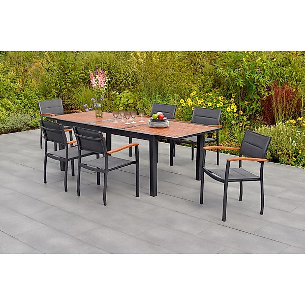 Merxx Gartenmöbel-Set Paxos 7-teilig 180 cm x 100 cm x 75 cm günstig online kaufen