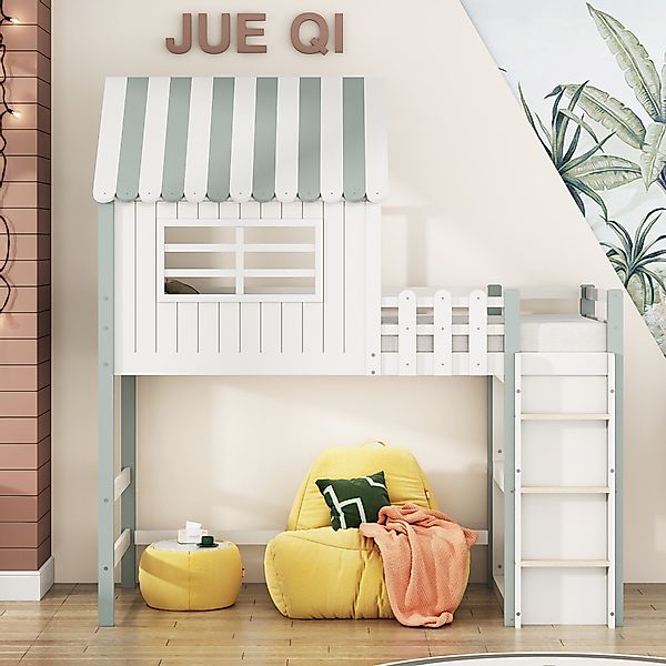Flieks Hochbett Hausbett Kinderbett 90x200cm mit günstig online kaufen