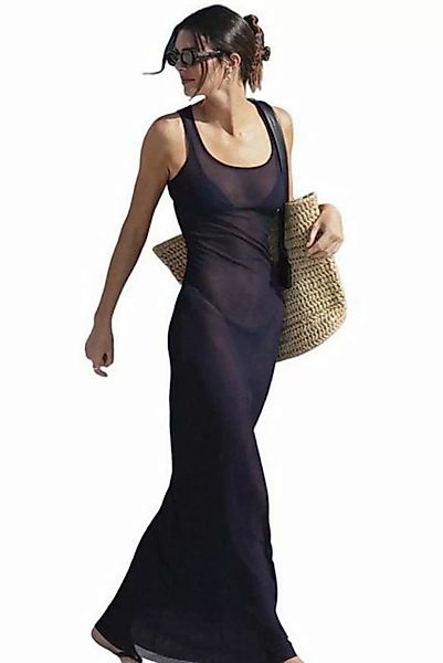 ZWY Dirndl Durchsichtiges Abendkleid aus Mesh-Resort-Kleid Rundhals Eleganz günstig online kaufen