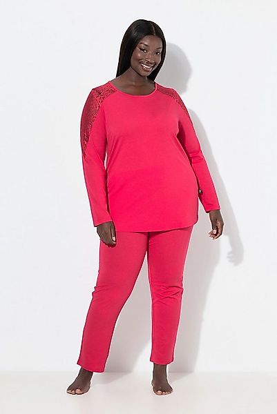 Ulla Popken Pyjama Pyjama Spitze Rundhals Langarm Modalmix günstig online kaufen