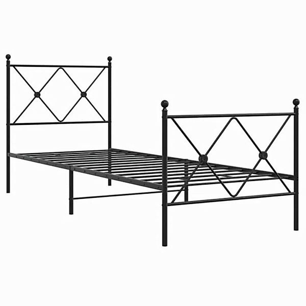 vidaXL Bett Bettgestell mit Kopf- und Fußteil Metall Schwarz 75x190 cm günstig online kaufen