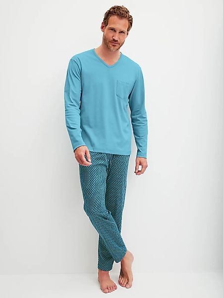 CALIDA Schlafanzug "Relax Streamline 1" 2 tlg. mit praktischem V-Ausschnitt günstig online kaufen