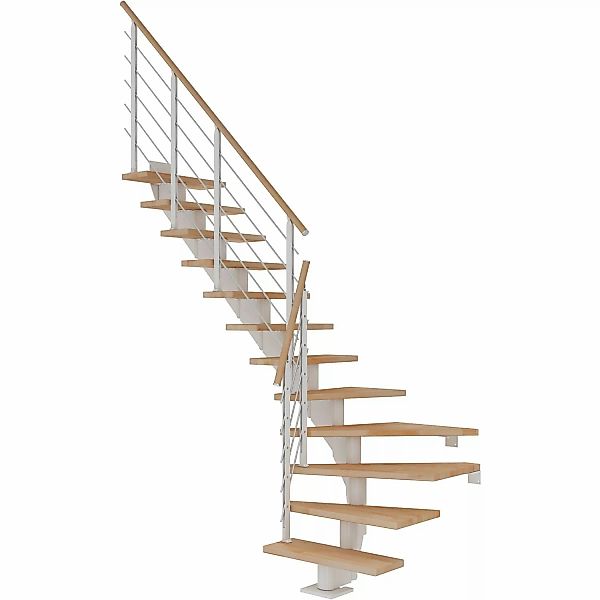 Dolle Mittelholmtreppe Hamburg Buche Weiß GH bis 301 cm 1/4 Gewendelt 75 cm günstig online kaufen