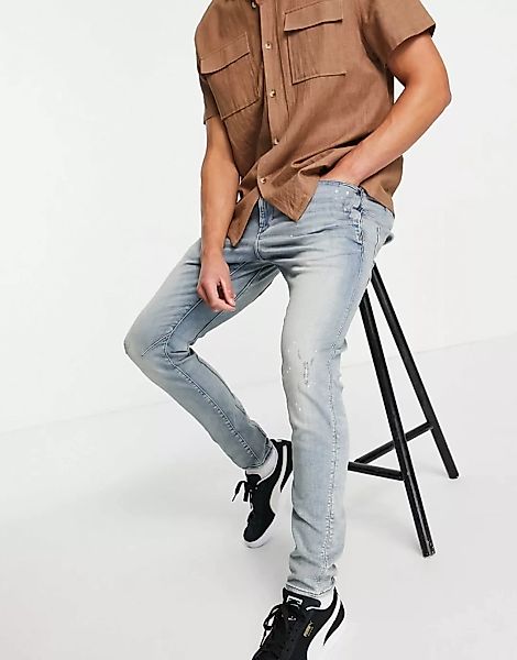 G-Star – D-Staq – Schmal geschnittene Jeans mit 3 Taschen und heller Waschu günstig online kaufen
