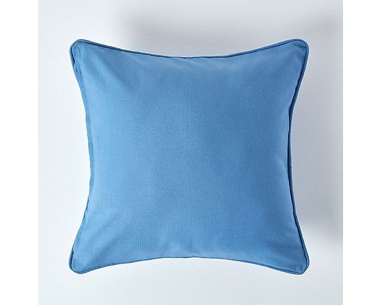 Homescapes Kissenhülle Blauer Kissenbezug aus Baumwolle, 30 x 30 cm günstig online kaufen