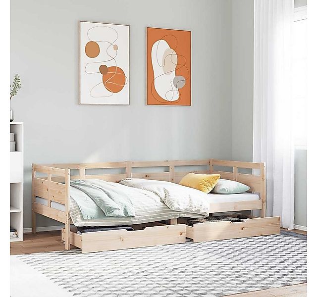 vidaXL Bett, Tagesbett mit Schubladen 90x190 cm Massivholz Kiefer günstig online kaufen