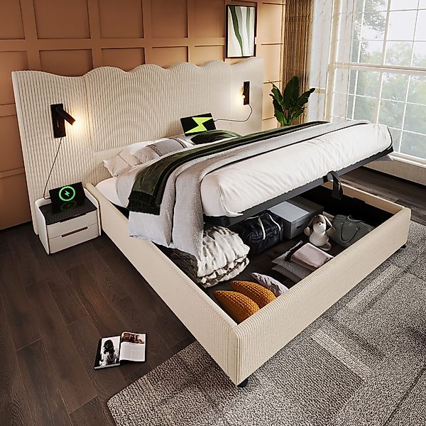 HAUSS SPOLE Polsterbett 160×200 mit Leselampe günstig online kaufen