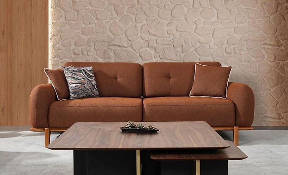 Xlmoebel 3-Sitzer Braunes Drei-Sitzer-Stoffsofa Couch Polstersofa Modern, H günstig online kaufen