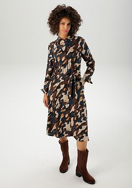 Aniston CASUAL Blusenkleid (mit abnehmbarem Bindegürtel) mit trendfarbigen, günstig online kaufen
