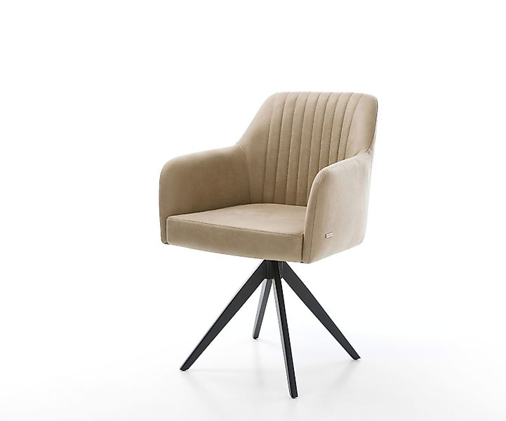 Esszimmerstuhl Greg-Flex Mikrofaser Beige Vintage Kreuzgestell kantig Schwa günstig online kaufen