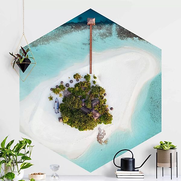 Hexagon Fototapete selbstklebend Ozeanparadies Malediven günstig online kaufen