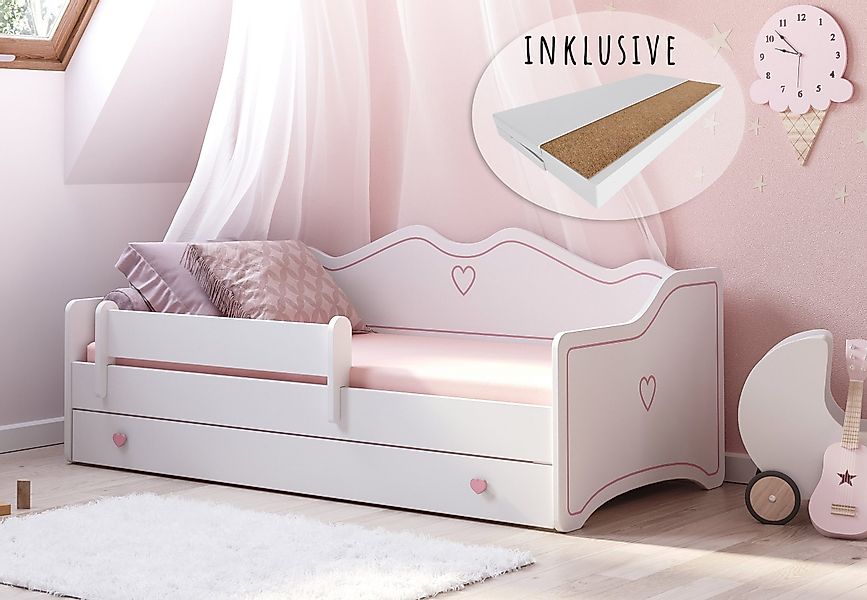 Kids Collective Kinderbett Mädchenbett 80x160 80x180 mit Matratze, Rausfall günstig online kaufen