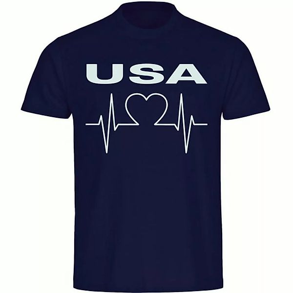 multifanshop T-Shirt Herren USA - Herzschlag - Männer günstig online kaufen