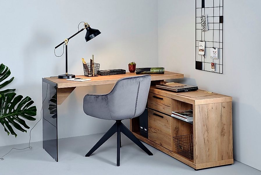 Jahnke Eckschreibtisch LUX, wechselseitig montierbar, Seitenteil aus ESG Si günstig online kaufen