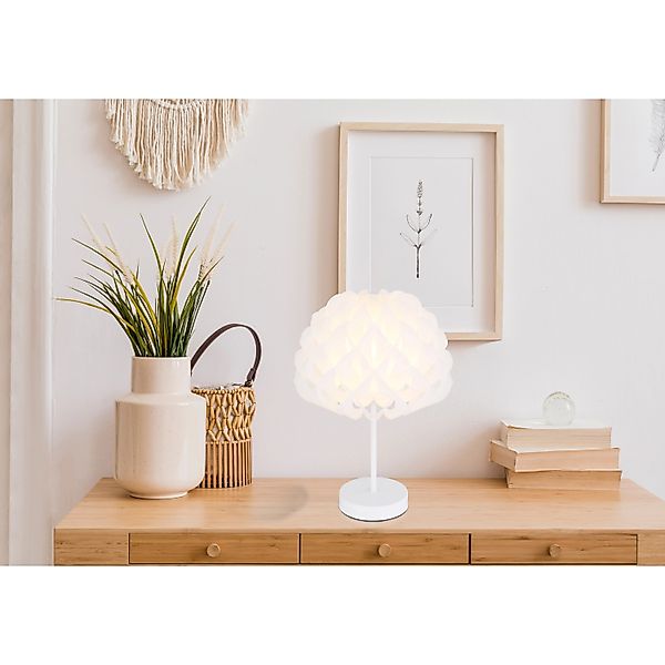 Globo Tischlampe Irene 1-flammig Weiß 260 x 350 mm günstig online kaufen