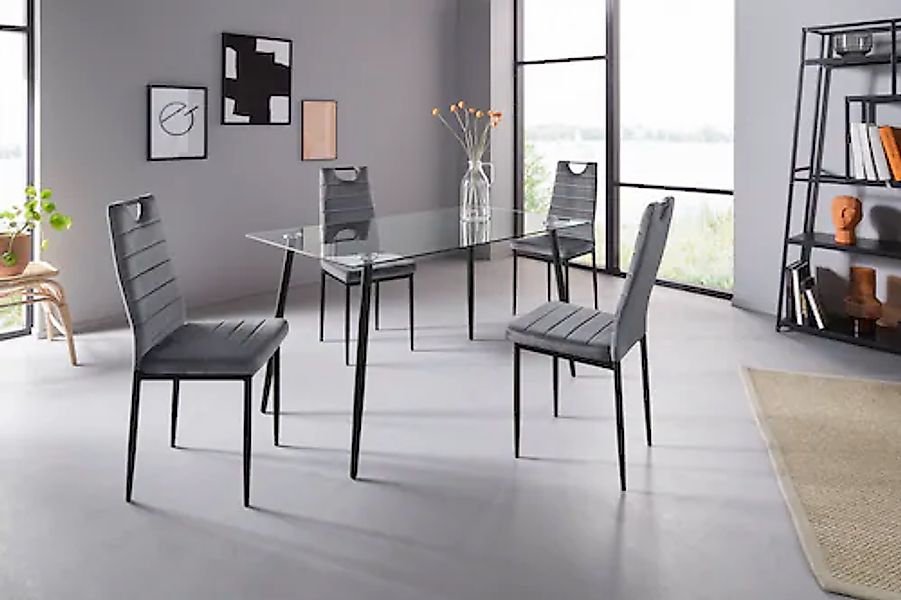 INOSIGN Essgruppe Set, 5 Stk. tlg. Glastisch, Breite 140 cm und 4 Esszimmer günstig online kaufen