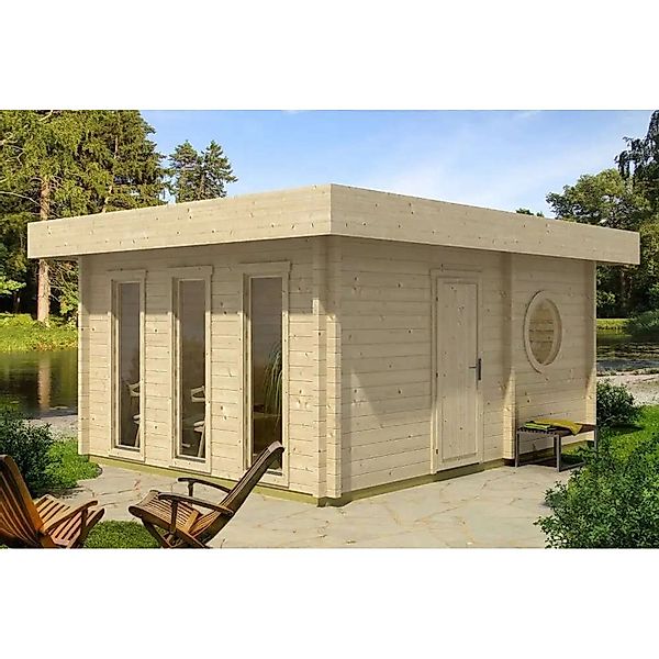 Finntherm Gartensauna Cubus-70 D Naturbelassen 507 cm x 387 cm Wandstärke 7 günstig online kaufen