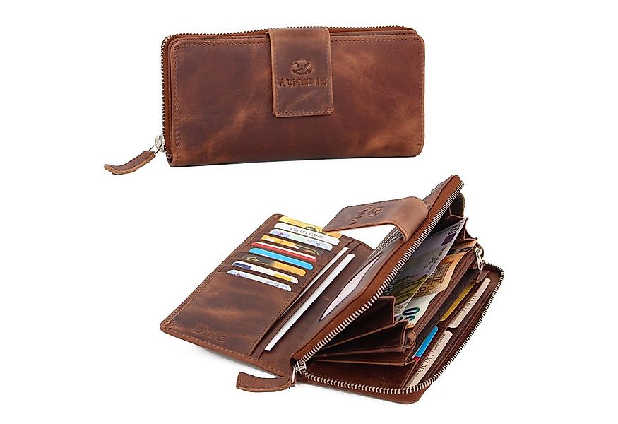 ALMADIH Geldbörse Damen leder mit 26 Kartenfächer Portemonnaie MILA mit Han günstig online kaufen