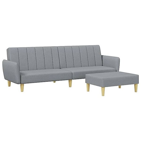 vidaXL Sofa Schlafsofa 2-Sitzer mit Fußhocker Hellgrau Stoff günstig online kaufen