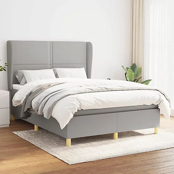 Vidaxl Boxspringbett Mit Matratze Hellgrau 140x200 Cm Stoff günstig online kaufen