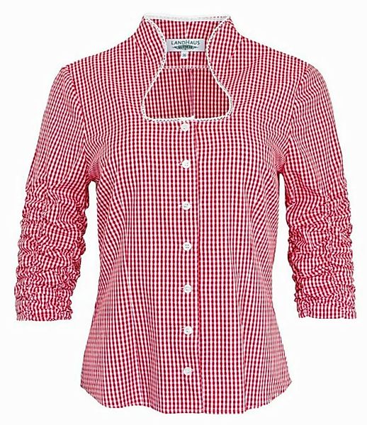 Trachtenmode Hiebaum Trachtenbluse Damen Langarm Bluse 'Nora', Rot günstig online kaufen