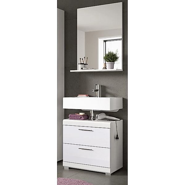Inn.Furn Badmöbel Set 2-teilig in Weiß Hochglanz mit Spigel Shawn günstig online kaufen