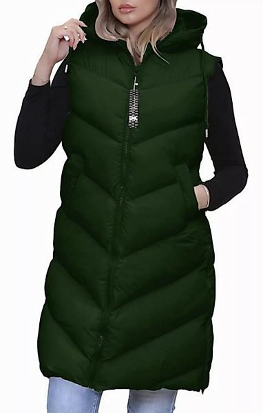 RMK Longweste Damen Steppweste Lang Weste Mantel Ärmellos Jacke Outdoor War günstig online kaufen