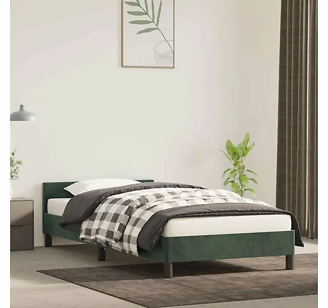 furnicato Bett Bettgestell mit Kopfteil Dunkelgrün 90x190 cm Samt günstig online kaufen