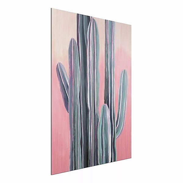 Alu-Dibond Bild Blumen - Hochformat 3:4 Kaktus auf Rosa I günstig online kaufen