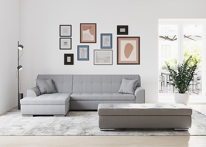 DOMO collection Ecksofa Treviso, wahlweise mit Bettfunktion, incl. Zierkiss günstig online kaufen