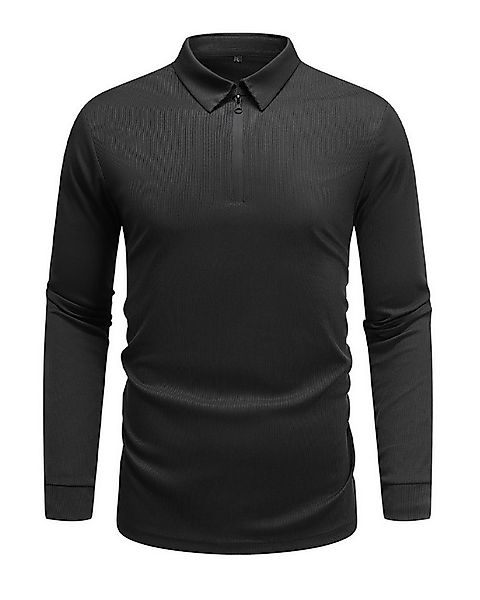 Allthemen Langarm-Poloshirt mit Reißverschluss Herren Poloshirt unifarben günstig online kaufen