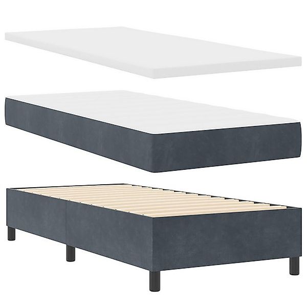 vidaXL Bett Boxspringbett mit Matratze & Bank Dunkelgrau 90x200 cm Samt (2- günstig online kaufen