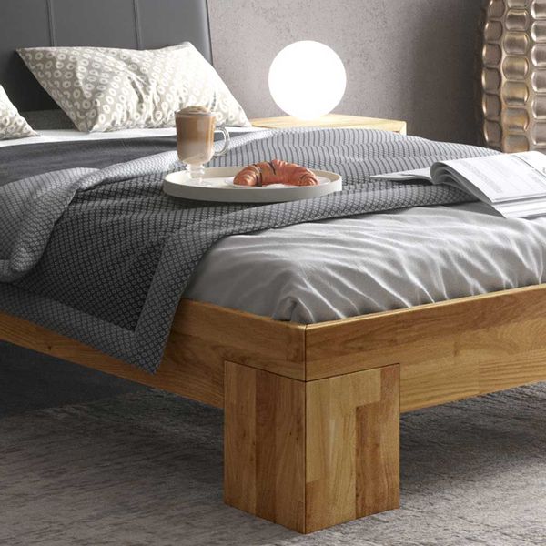 Doppelbett in Schwarz und Eiche 37 cm Einstiegshöhe günstig online kaufen