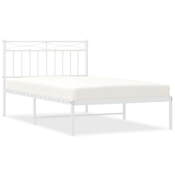 vidaXL Bettgestell mit Kopfteil Metall Weiß 107x203 cm 373736 günstig online kaufen