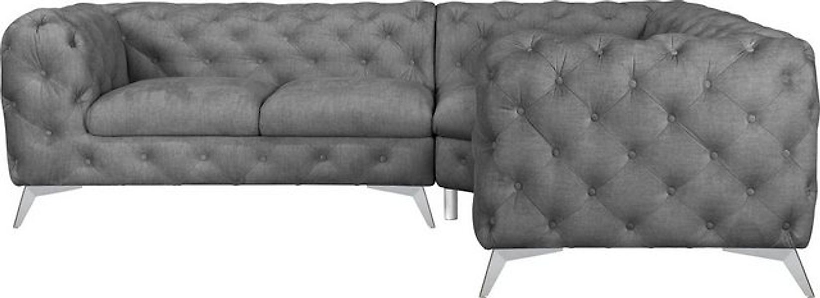 Leonique Chesterfield-Sofa "Ecksofa GLYNIS L-Form mit Wellenunterfederung, günstig online kaufen