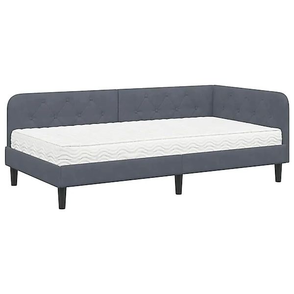 vidaXL Eckbettgestell mit Matratze Dunkelgrau 90 x 200 cm Samt 3394155 günstig online kaufen