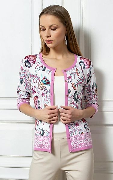 Passioni Cardigan mit orientalischem Blumenmuster in Rosa günstig online kaufen