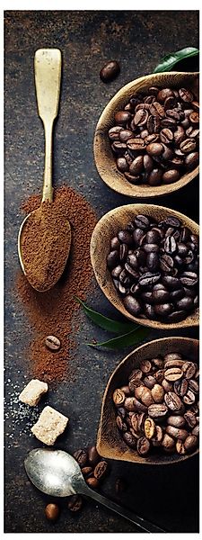 Levandeo® Wandbild, Wandbild 30x80cm Leinwand Kaffee günstig online kaufen
