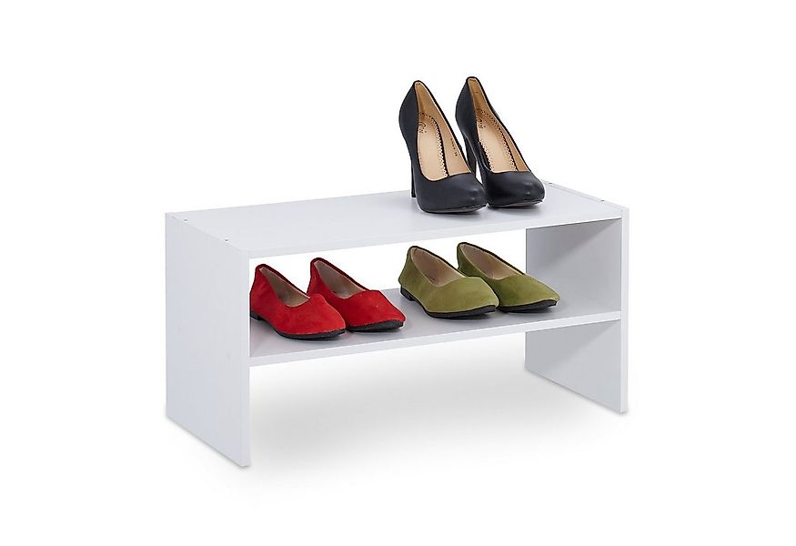 relaxdays Schuhregal Weißes Schuhregal mit 2 Ablageflächen günstig online kaufen