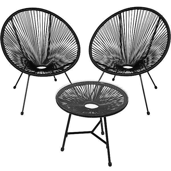 2 Gartenstühle Santana mit Tisch - schwarz günstig online kaufen