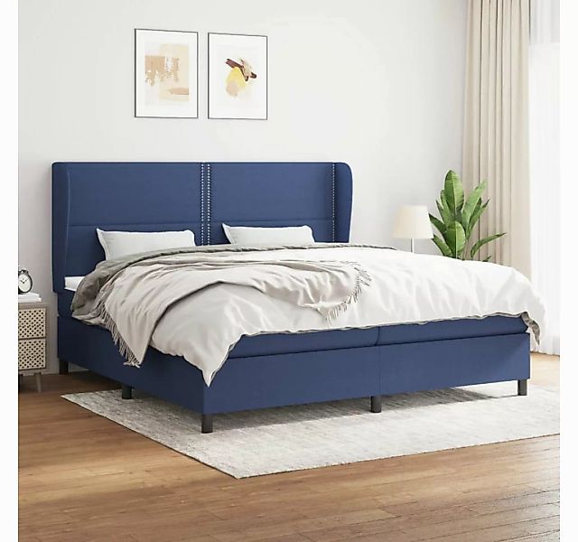 vidaXL Boxspringbett Boxspringbett mit Matratze Blau 200x200 cm Stoff Bett günstig online kaufen