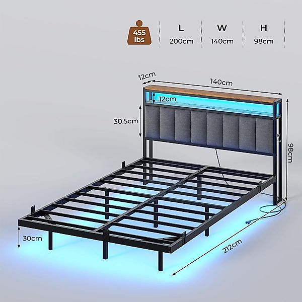 MSMASK Polsterbett mit Ladestation und LED-Beleuchtung, günstig online kaufen