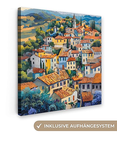 OneMillionCanvasses® Leinwandbild Dorf - Hügel - günstig online kaufen