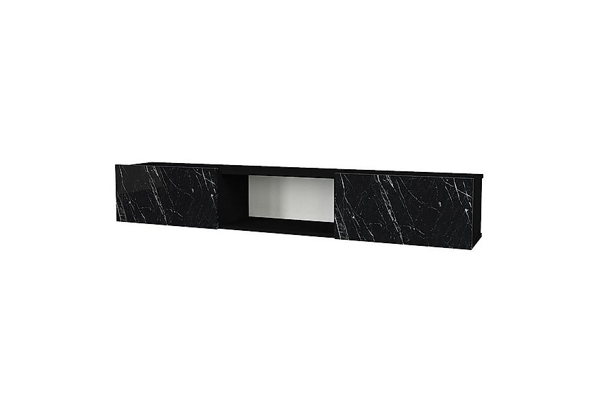 en.casa Lowboard, »Paltamo« Fernsehschrank 180x31x29,5cm Marmor, schwarz günstig online kaufen