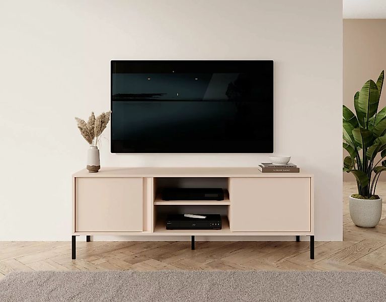 Furnix TV-Schrank DASTI 153 Fernsehschrank mit Türen und Metallfüßen Beige günstig online kaufen
